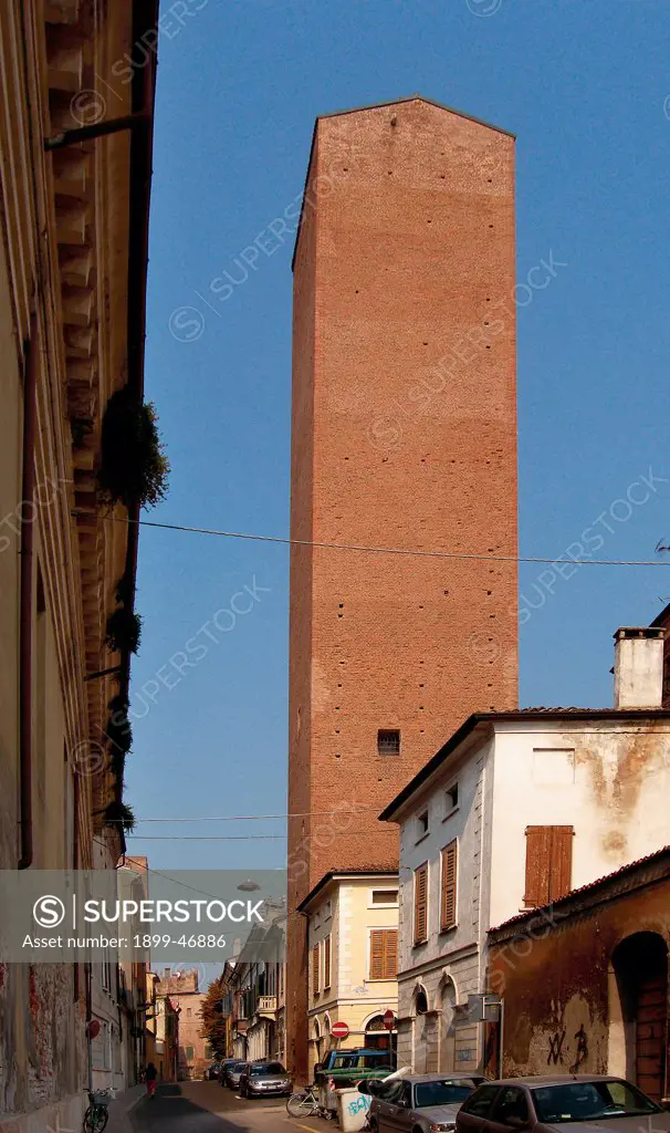 Torre dello Zuccaro, by Unknown artist, 1143, 12th Century, . Italy: Lombardy: Mantua: Torre dello Zuccaro. View Zuccaro Tower bricks