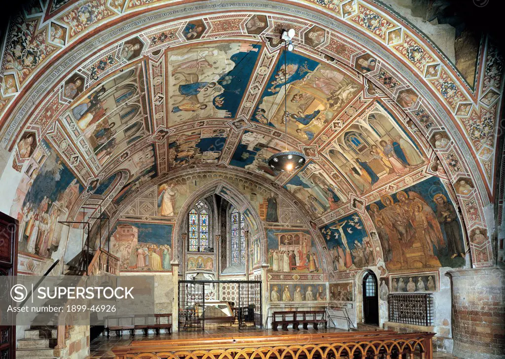 Lower Basilica of San Francesco - Assisi, by Unknown artist, 1228, 13th Century, . Italy: Umbria: Perugia: San Francesco Lower Basilica. Detail. Interior transept frescoes vault Lower Basilica of San Francesco Assisi