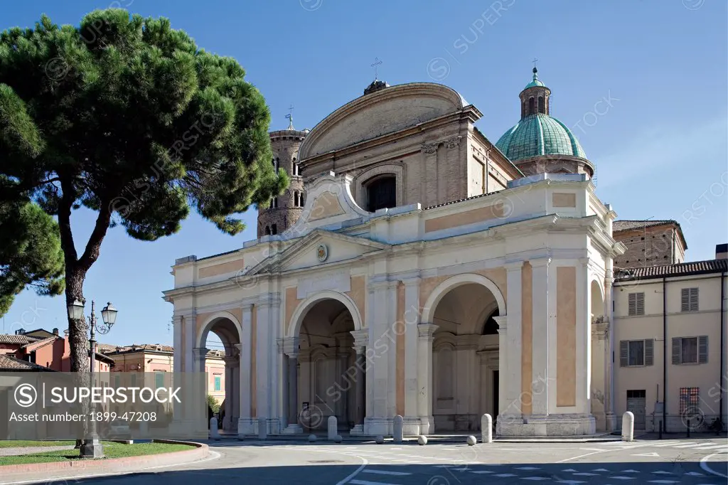 Duomo - Ravenna, by Buonamici Gianfrancesco, 1734 - 1745, 18th Century, . Italy: Emilia Romagna: Ravenna: Cathedral. View exterior facade porch/portico