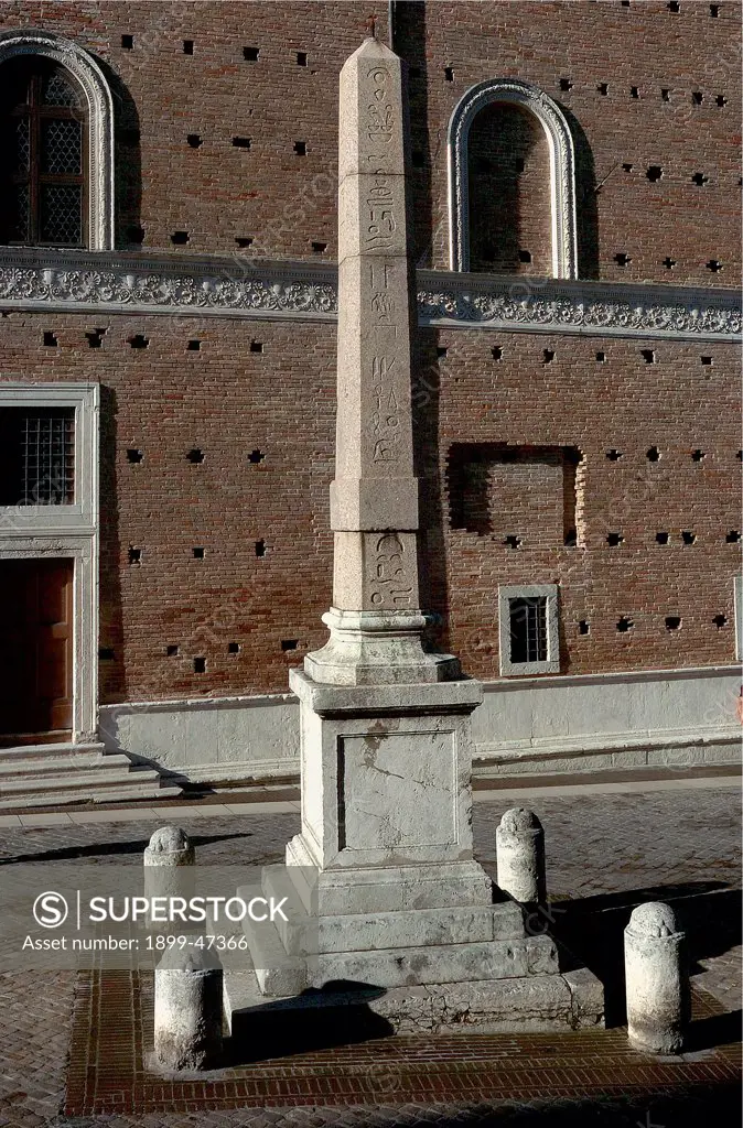 Piazza del Rinascimento, by Unknown artist, 16th Century, . Italy: Marche: Pesaro Urbino: Urbino: Piazza del Rinascimento. Detail. Piazza del Rinascimento Egyptian 25th Dynasty obelisk