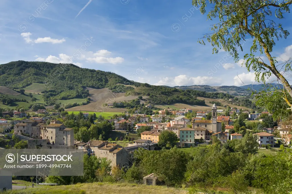 View of the Village. Belforte All'isauro. Montefeltro. Marche. Italy