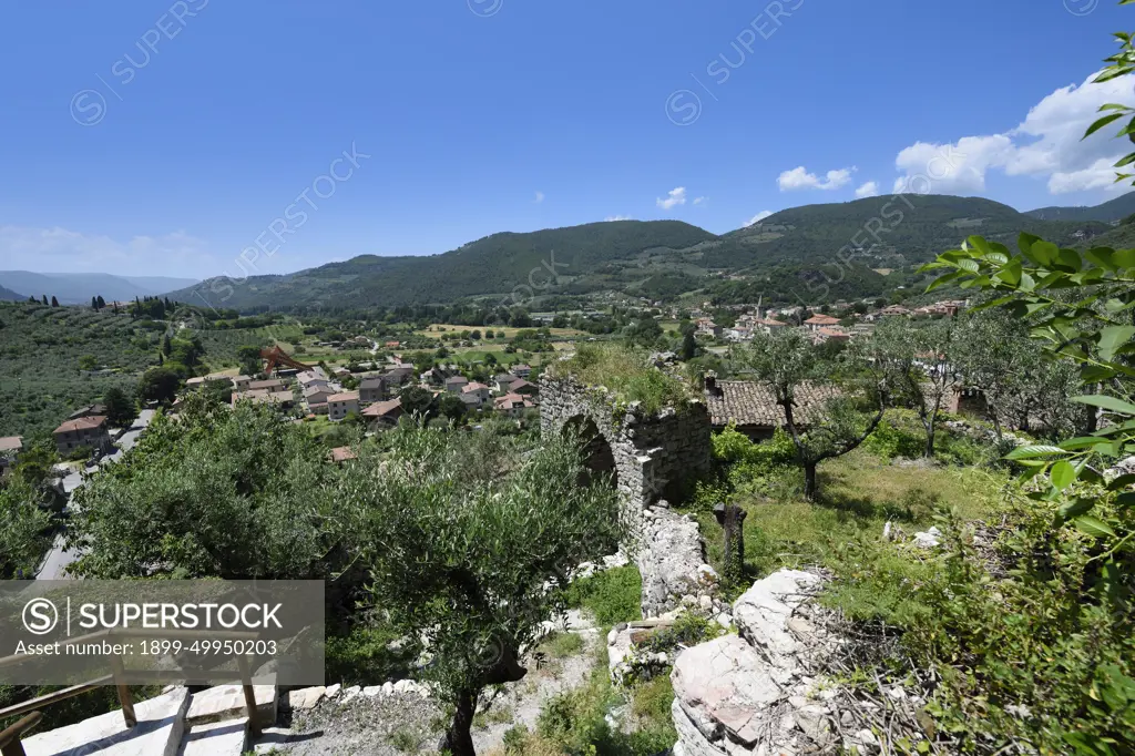 Panorama From the Heights of the Fortress of Precetto. Ferentillo. Valnerina. Umbria. Italy