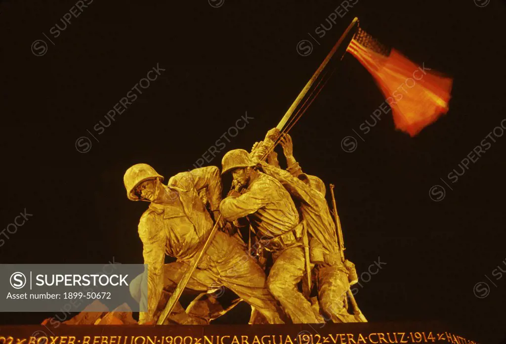 Washington, Dc (Arlington, Virginia). Marine Corps Memorial (Iwo Jima) At Night