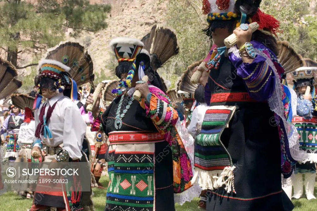 New Mexico, Bandelier National Monument. Zuni Pueblo Dancers