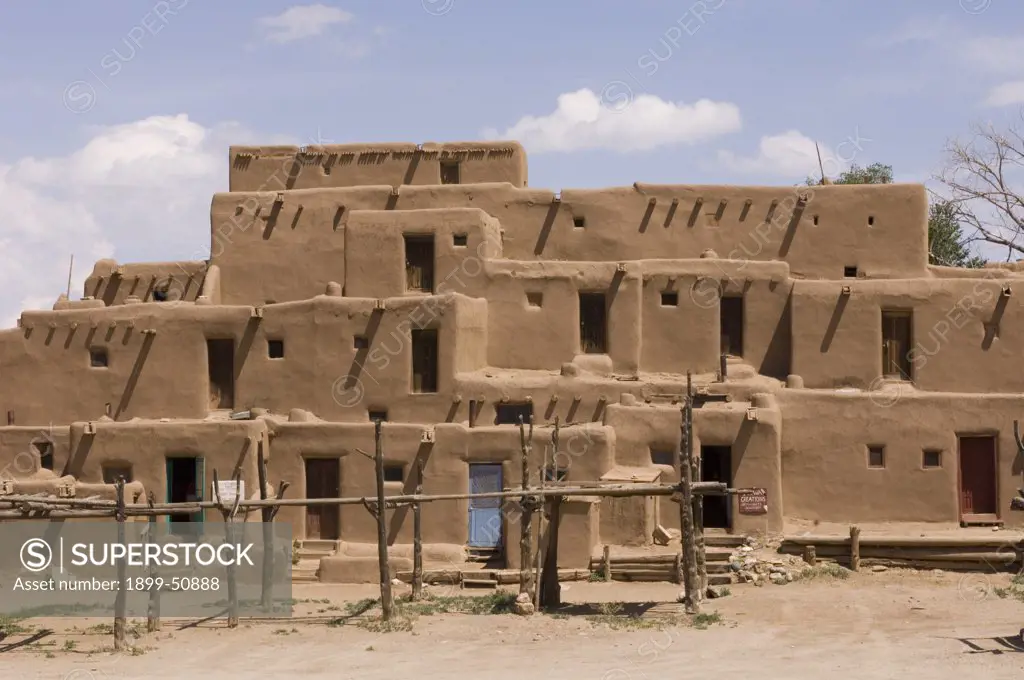The Adobe Building Of The North Pueblo Dating From 1450. Taos Pueblo, New Mexico