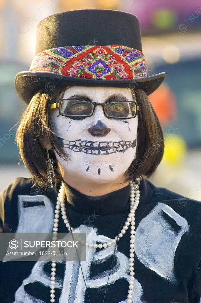 Day Of The Dead Parade In Albuquerque, New Mexico. Dia De Los Muertos