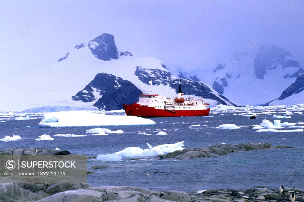Antarctica, Petermann Island. Ice Breaker Ship