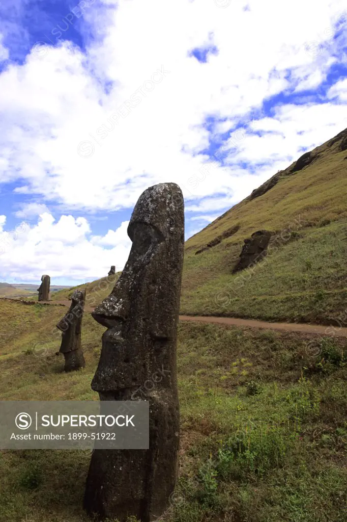 Easter Island. Rano Raraku Maori Statues.