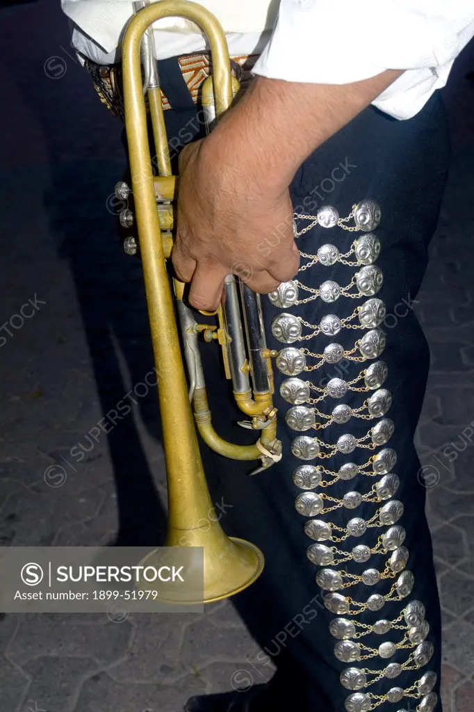 Mexico, Cancun. Close-Up Of Mariachi Band Trumpet Player