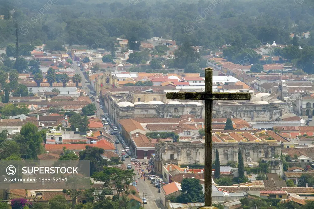Guatemala, Antigua. Cross On A Hill, Cerro De La Cruz