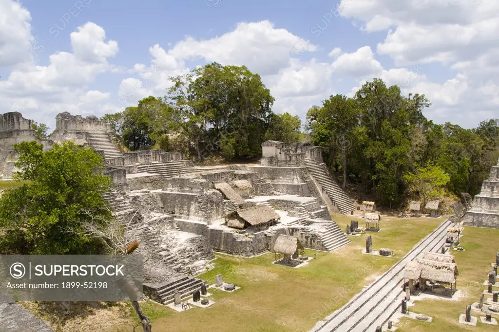Guatemala, Acropolis North At Gran Plaza, Tikal Guatemala. Mayan Ruins