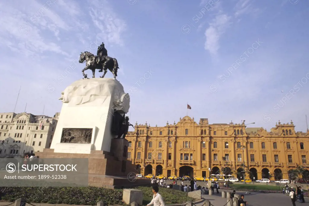 Peru, Lima. San Martin Government Square