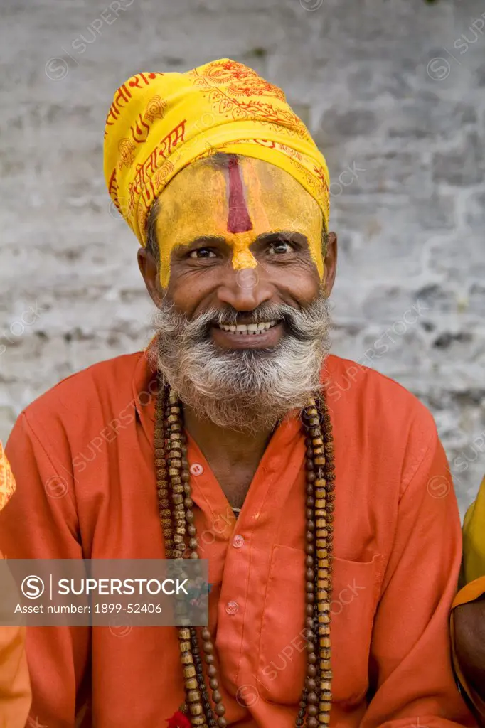 Kathmandu Nepal Religious Man Painted At Pashupatinath Holi Hindu Place On Bagmati River