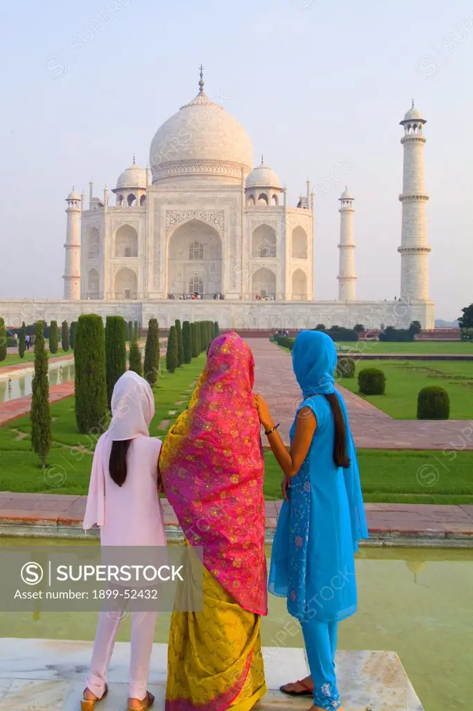 Hindu Women With Veils At The Taj Mahal, India