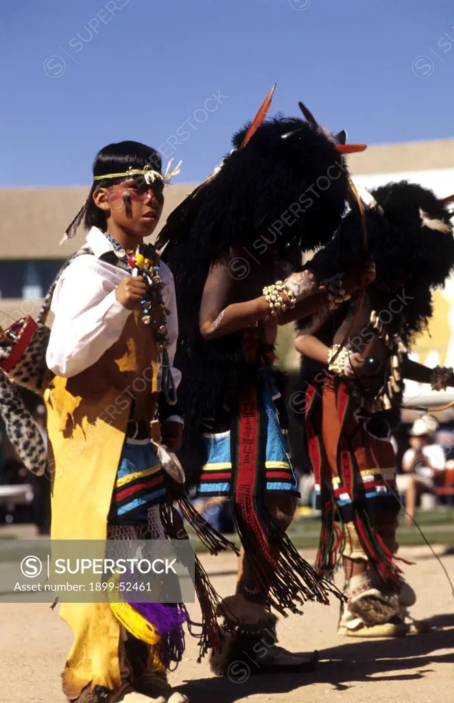 Pueblo Indians In At Buffalo Dance In New Mexico Near Albuquerque