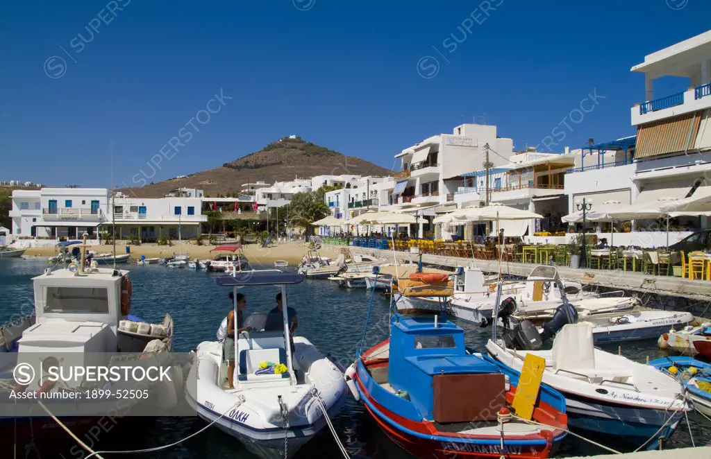 Island Of Paros Greece And Boats In Harbour Of Pisso Livadi On East Coast Of Paros
