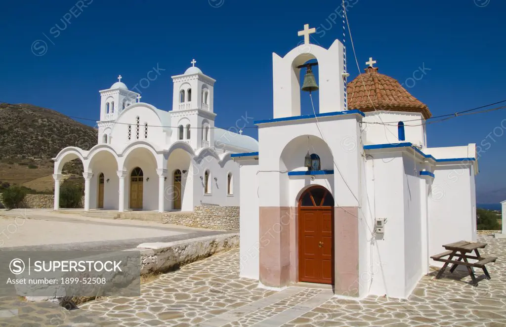 Island Of Paros, Greece. Church In Town Of Dryos On East Coast Of Paros.