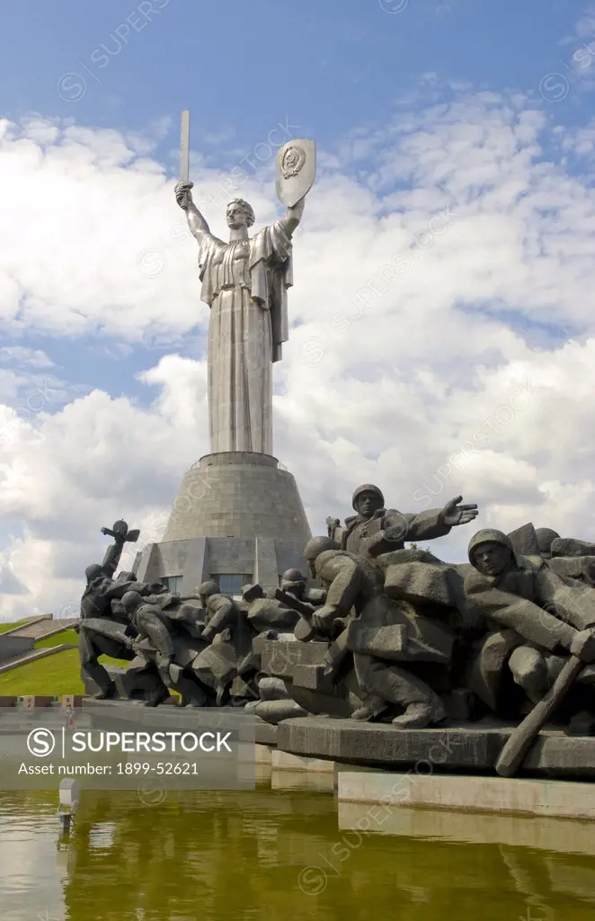 Statue Of Defense Of The Motherland And War Monuments In Kiev, Ukraine