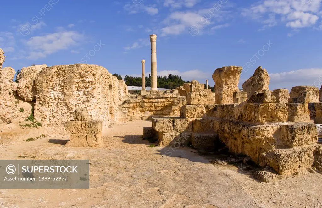 Carthage, Tunisia. Old City With Roman Baths Of Antoninus Pius
