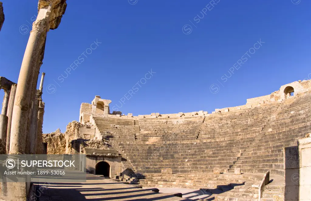 2Nd Century Roman Theater Ruins, Dougga, Tunisia