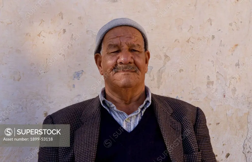 Old Local Colorful Arab Portait Of Local Man In Douz In Sahara Desert Of Tunisia