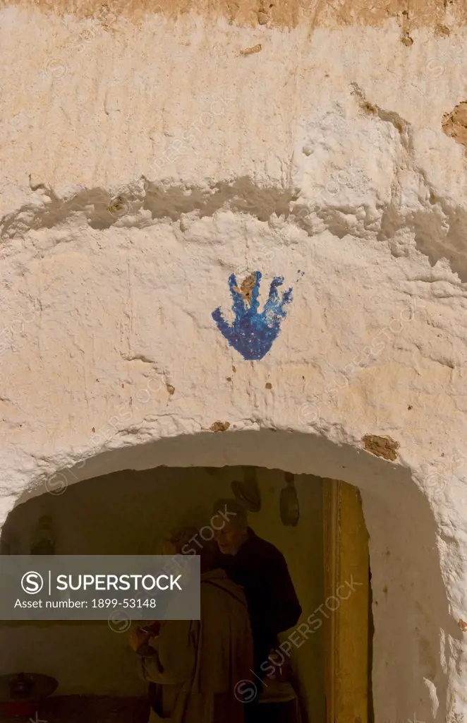 Lucky Handprint Above Door In Berber Village, Matmata, Tunisia. Cave House