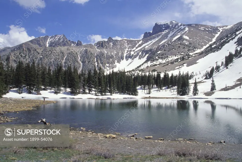 Nevada. Great Basin National Park. Woman On Standing On Shore Of Stella Lake