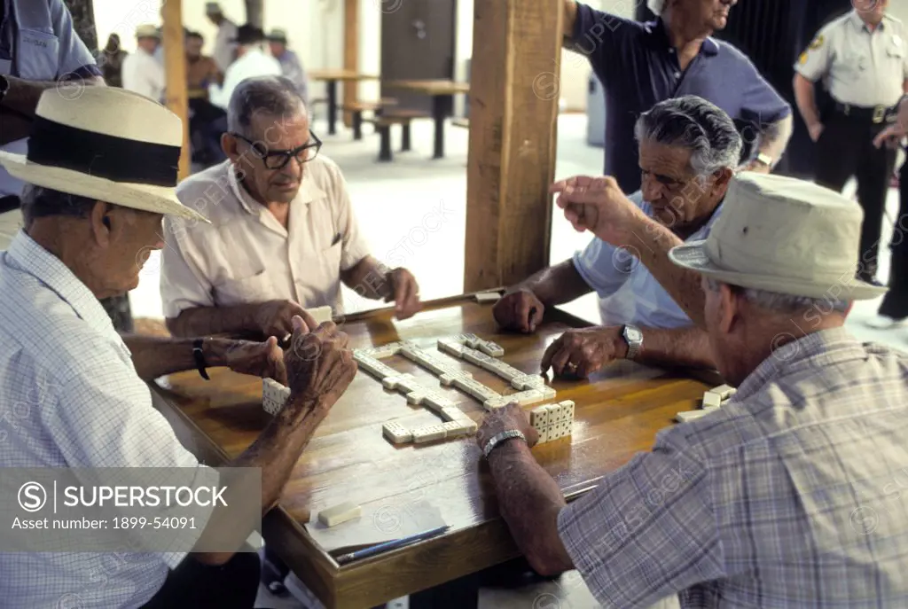 Florida, Miami, Little Havana. Seniors Playing Dominos