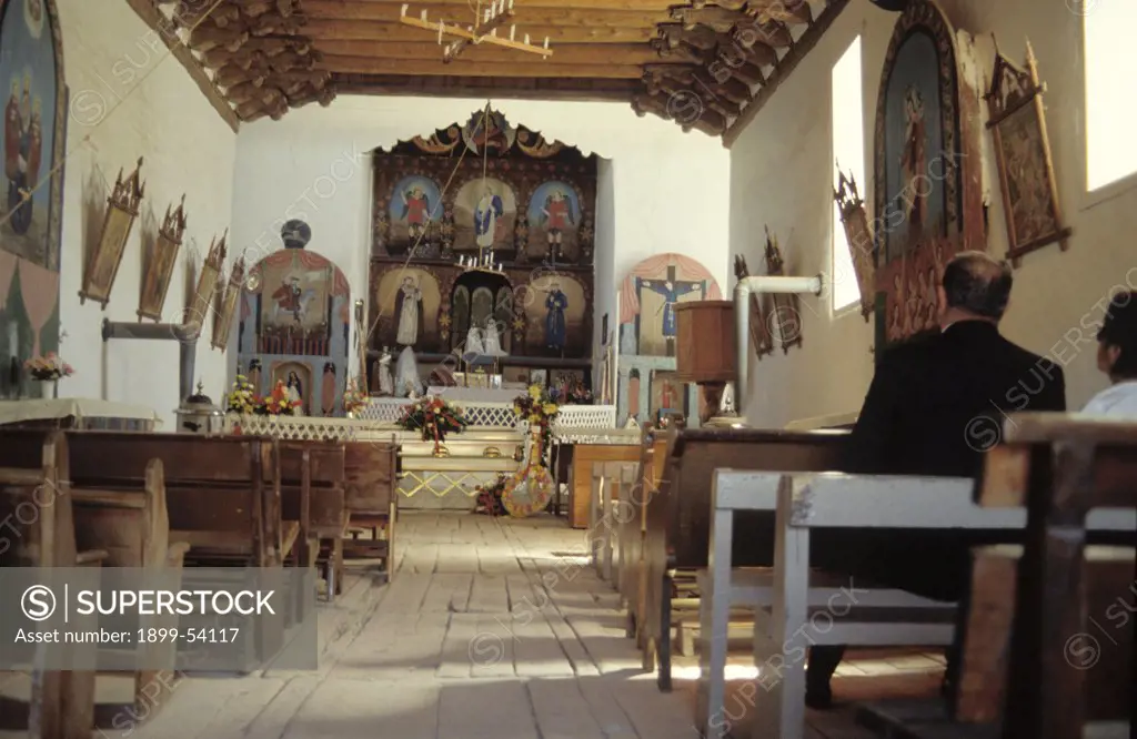 New Mexico, Chimayo, Interior Of Church