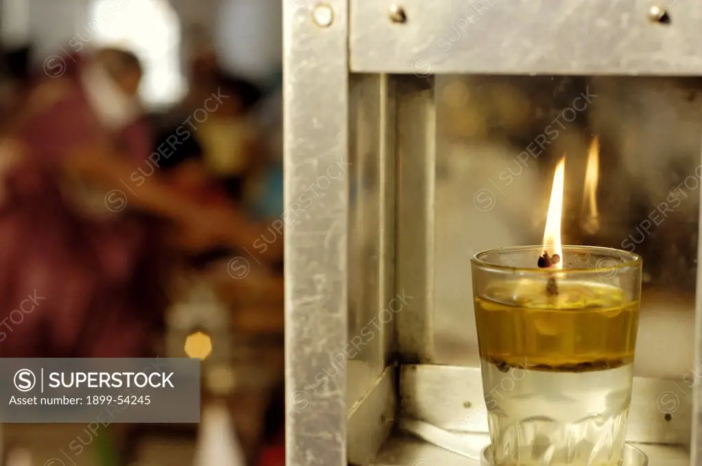 Oil Lamp Diya On Special Prayer Being Offered By Jain Religious Community In India