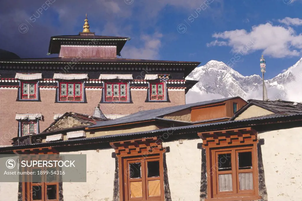 Tengpoche Buddhist Monastery, 3870 Meter, With Windows, Mount Everest Area Nepal.