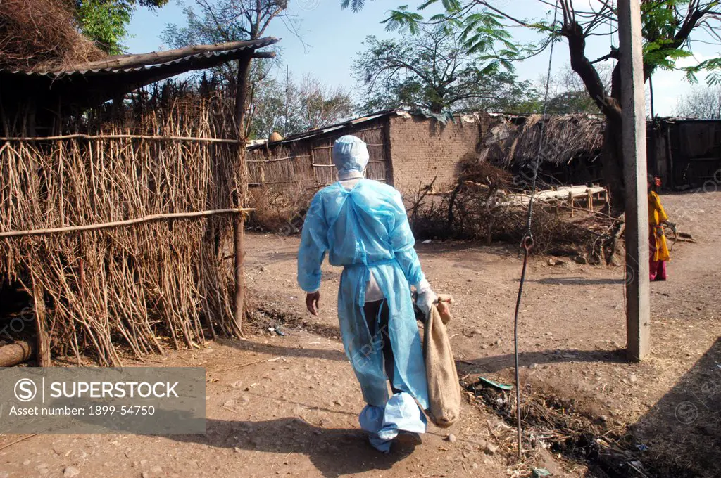 Government Health Workers Go House To House To Cull Infected Chickens In The Backyard Of The Villager'S Houses At Hingona Village In Jalgaon District As Bird Flu Is Detected In Maharashtra, India