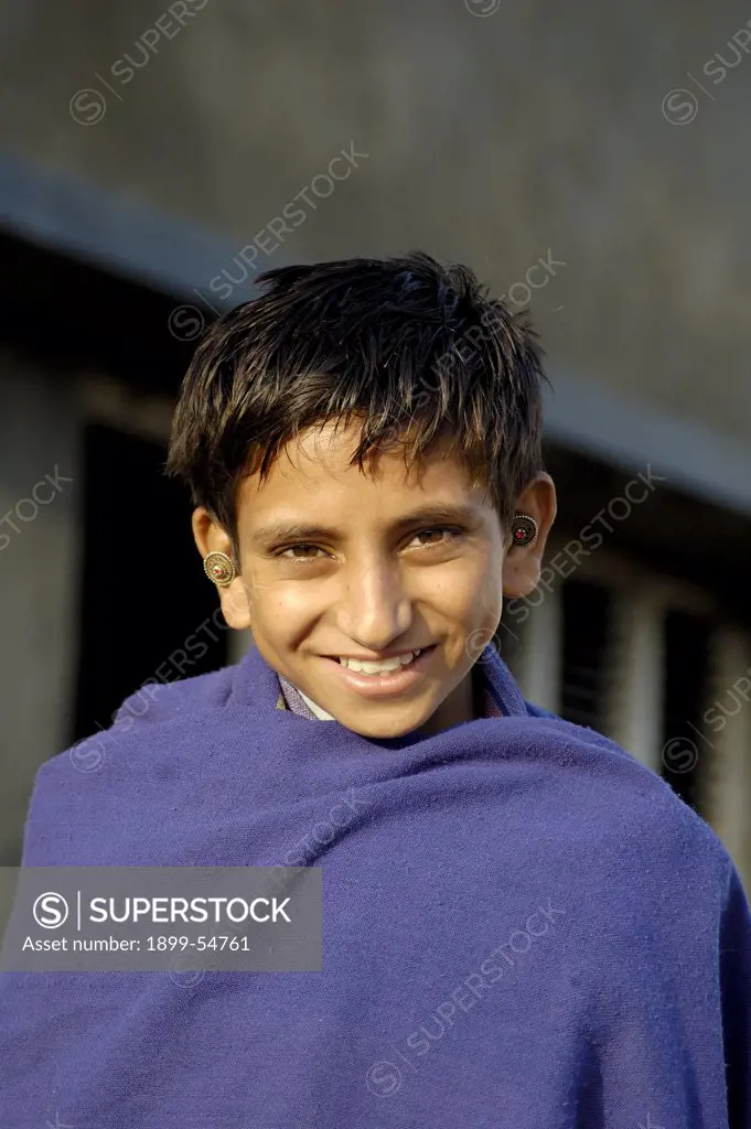 Rabari Tribe Smiling Young Boy In Anjar, Kutch, Gujarat, India