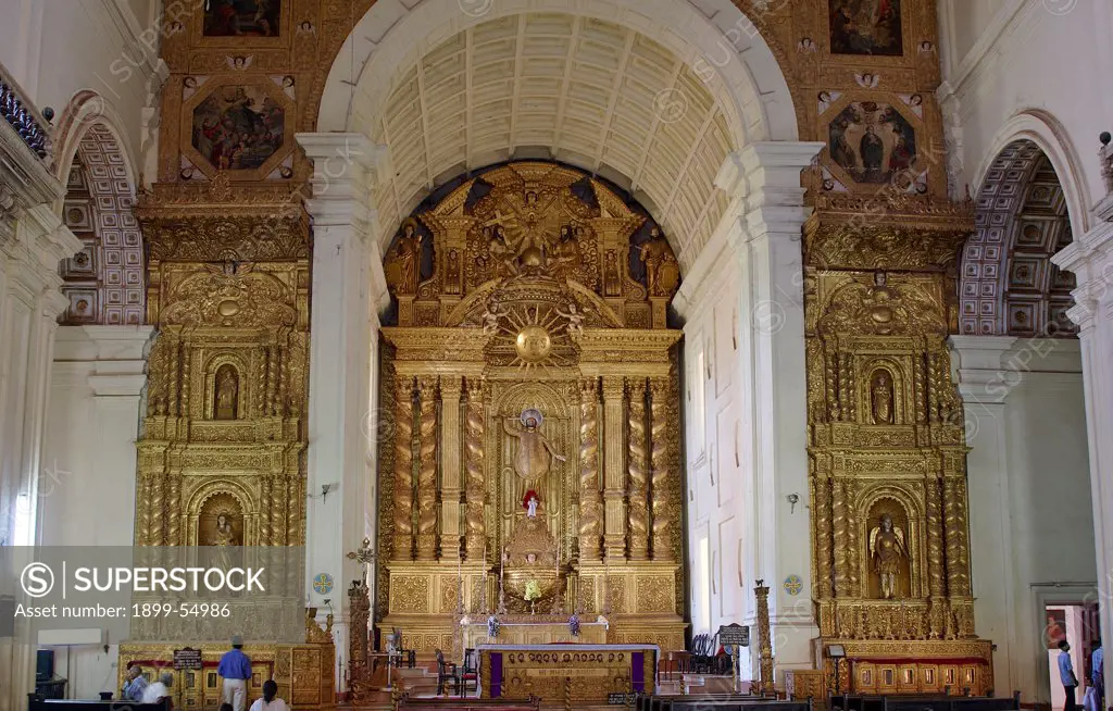 Church From Inside, Altar. Bom Jesus Basilica, Old Goa, India