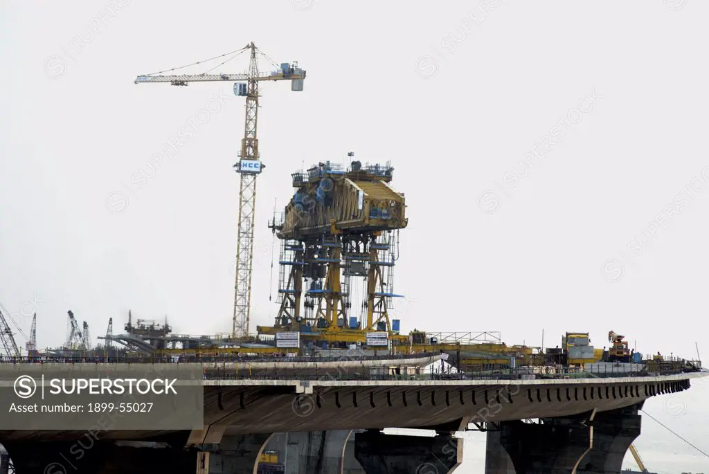 Bandra Sea Link Bridge Showing Work In Progress. Mumbai, Maharashtra, India