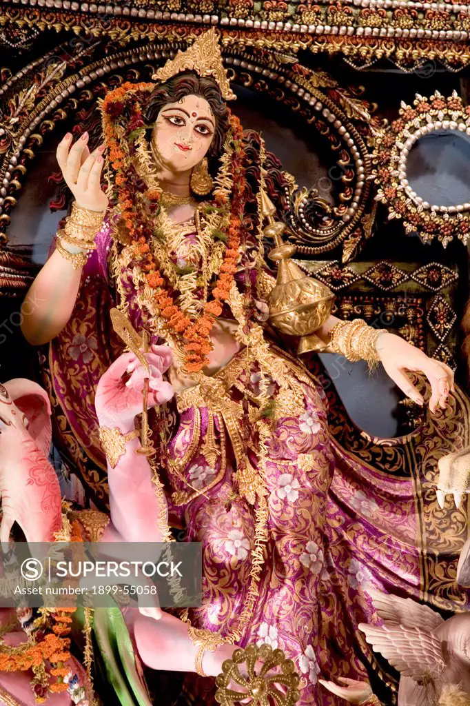 Lakshmi - Goddess Of Wealth, Idol Of Goddess Durga, Durga Pooja Dassera Vijayadasami Festival, Calcutta Kolkata, West Bengal, India
