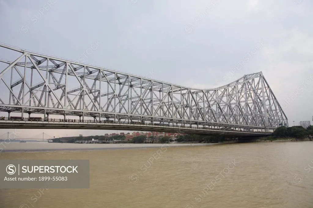 Howrah Bridge Now Rabindra Setu. River Hooghly, Calcutta Kolkata, West Bengal, India