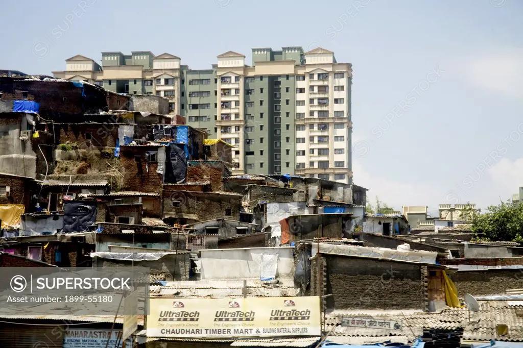 Slum And Residential Buildings At Kandivali, Mumbai Bombay, Maharashtra, India