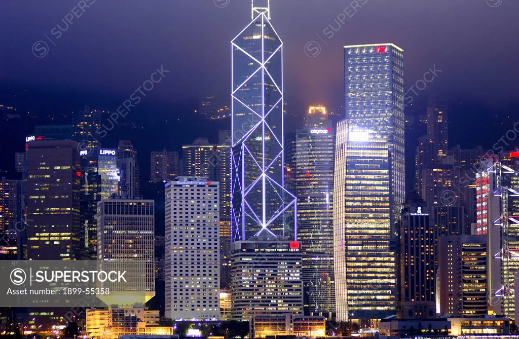 Symphony Of Lights On Hong Kong Island From Kowloon At Hong Kong, China