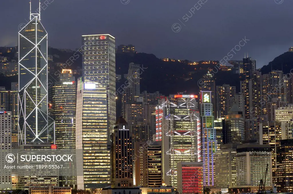 Symphony Of Lights On Hong Kong Island From Kowloon At Hong Kong, China
