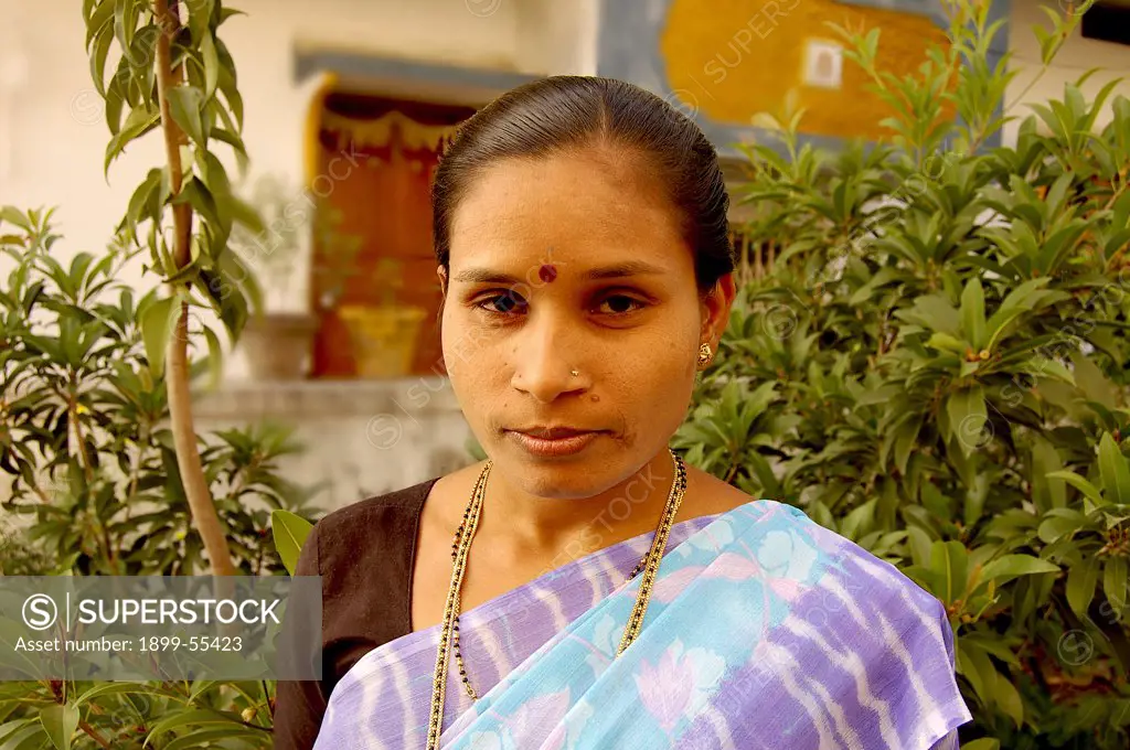 Woman Wearing Sari At Maharashtra, India