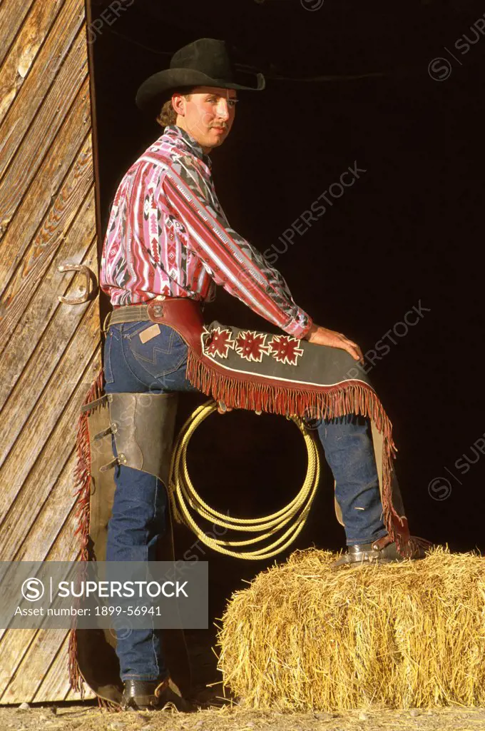 Cowboy With Lariat And Western Chaps