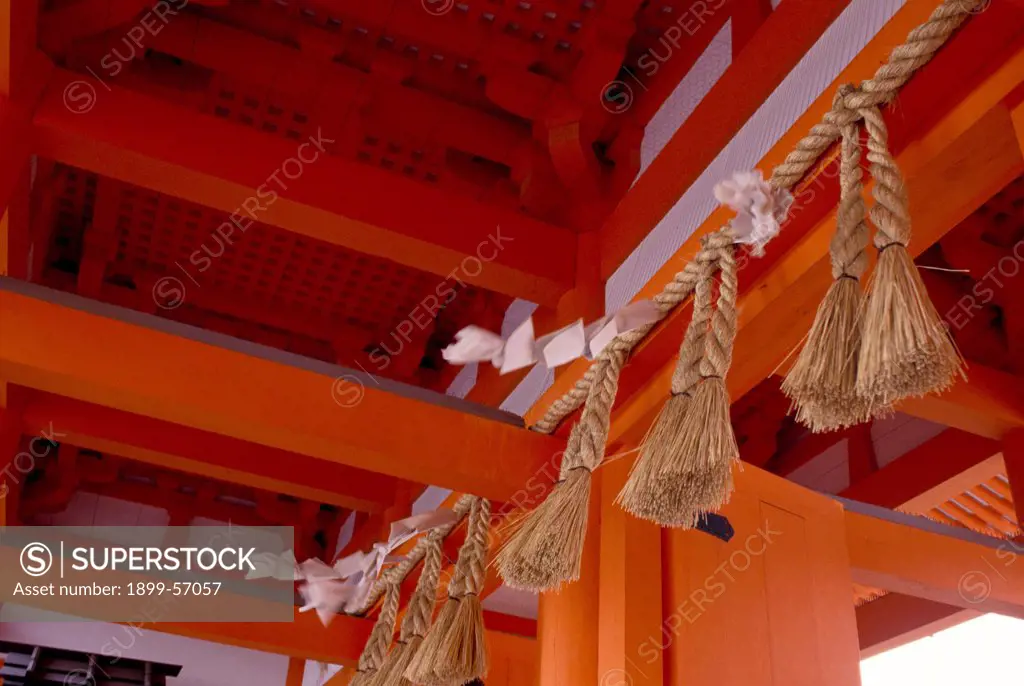 Japan, Kyoto. Detail Of Heian Shrine, Featuring Decorative Rope
