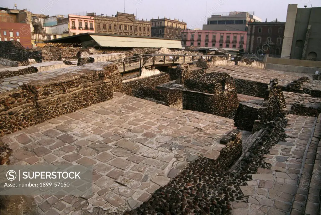 Mexico, Mexico City. Templo Mayor. Aztec Ruins