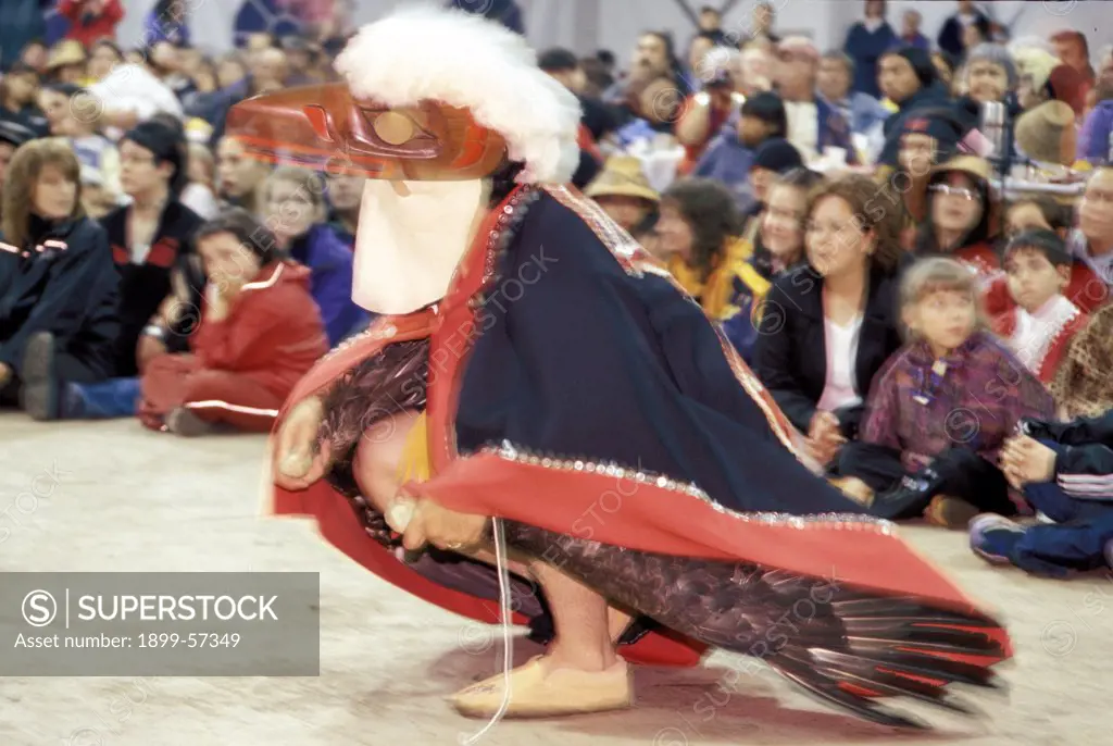 Canada. British Columbia. Queen Charlotte Islands. Haida Pole-Raising. Day 6. Feast Eagle Masked Dancer.