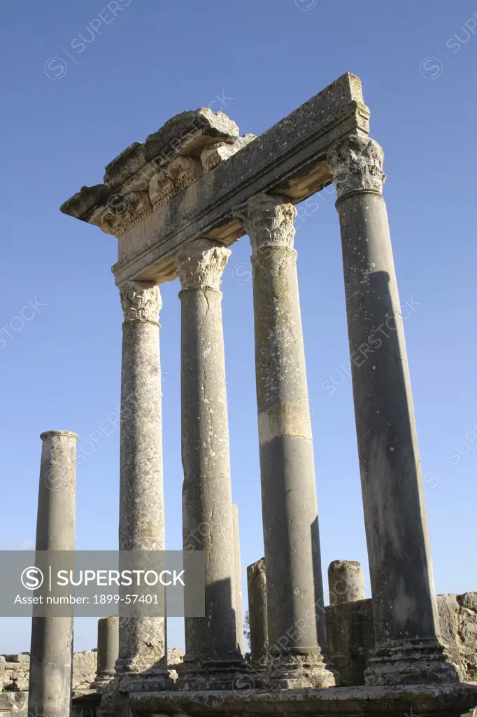 Tunisia, Dougga. Ancient Roman Columns