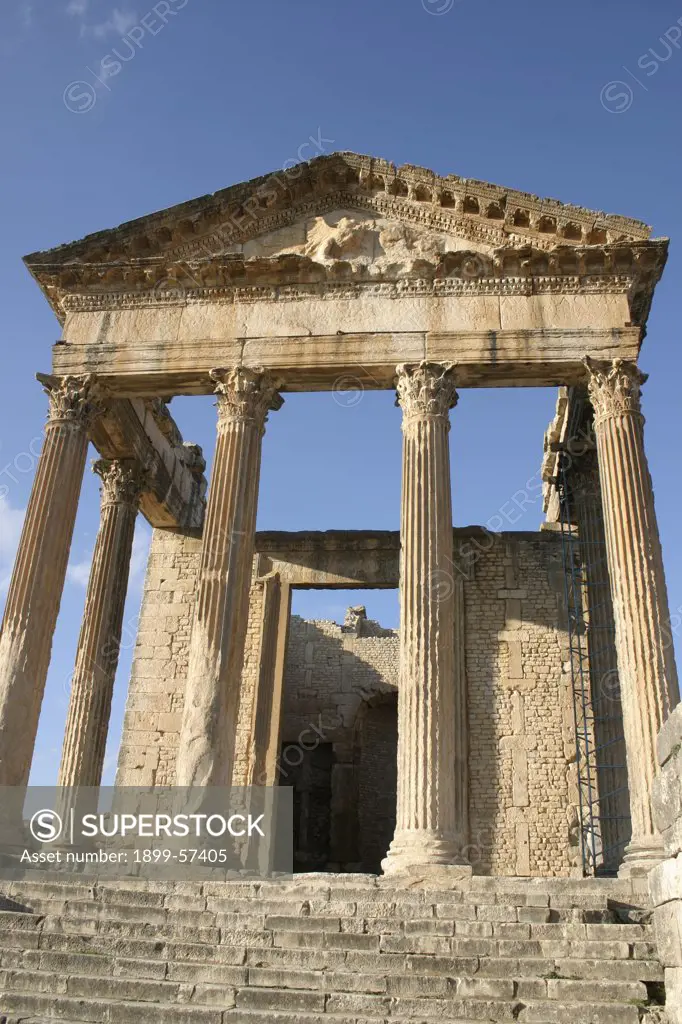 Tunisia, Dougga. Ancient Roman Capitol Temple. Circa. 166 A.D.