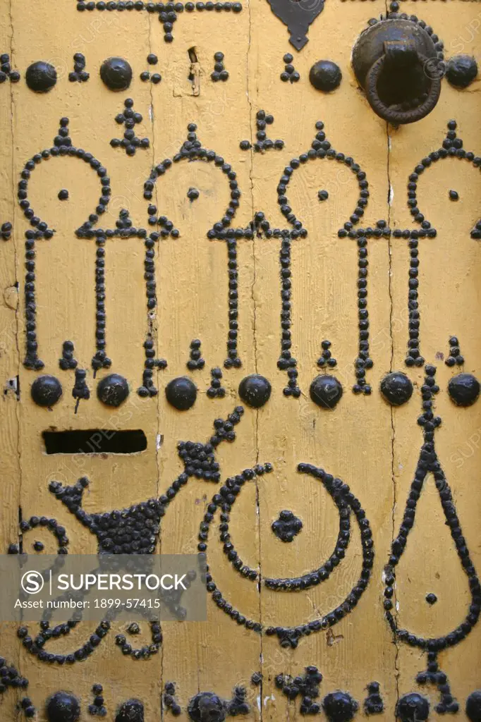 Tunisia, Tunis. Medina. Traditional Doors With Nailhead Designs