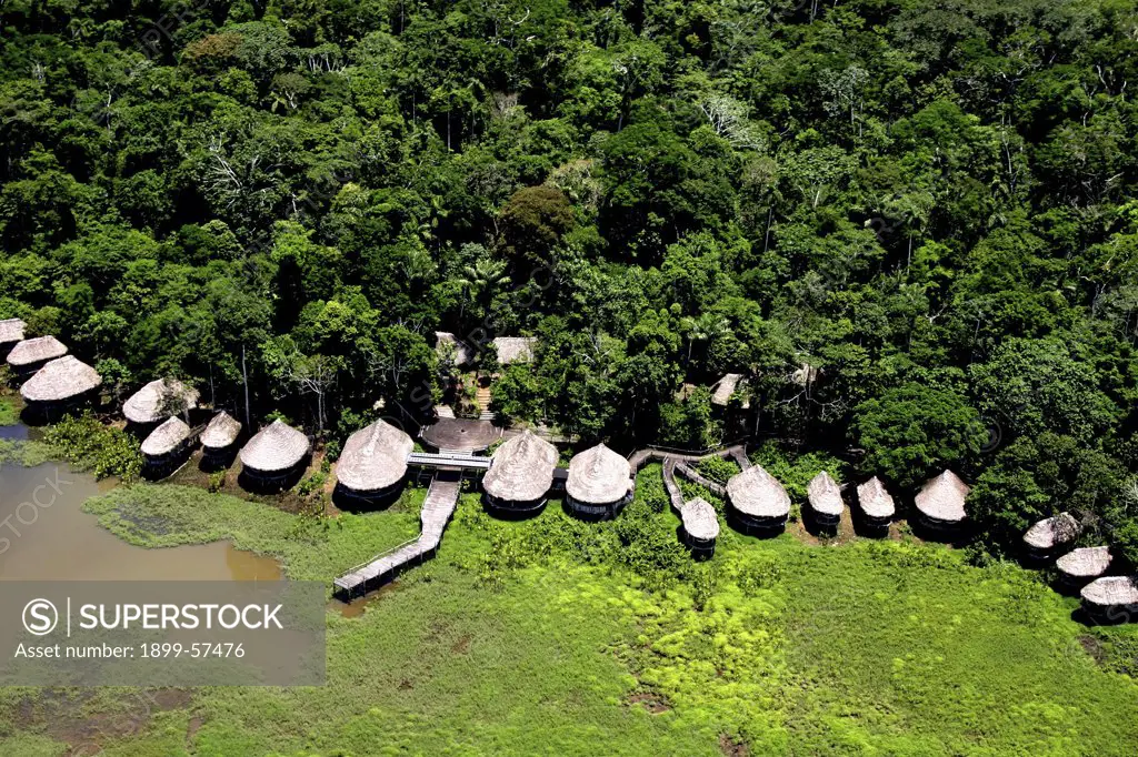 Ecuador. Aerial View Of Kapawi Ecolodge