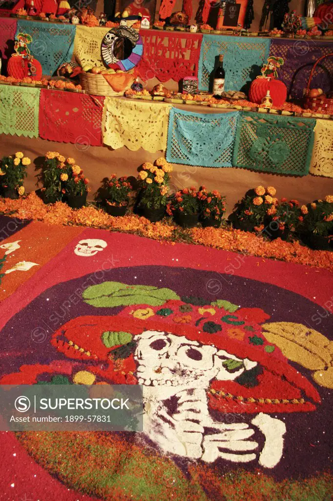 Altar For Day Of The Dead Festivities At Xcaret Near Playa Del Carmen. Mexico